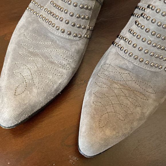 Annie Bing Low Charlie Gray Studded Suede Ankle Booties - Picture 7 of 16